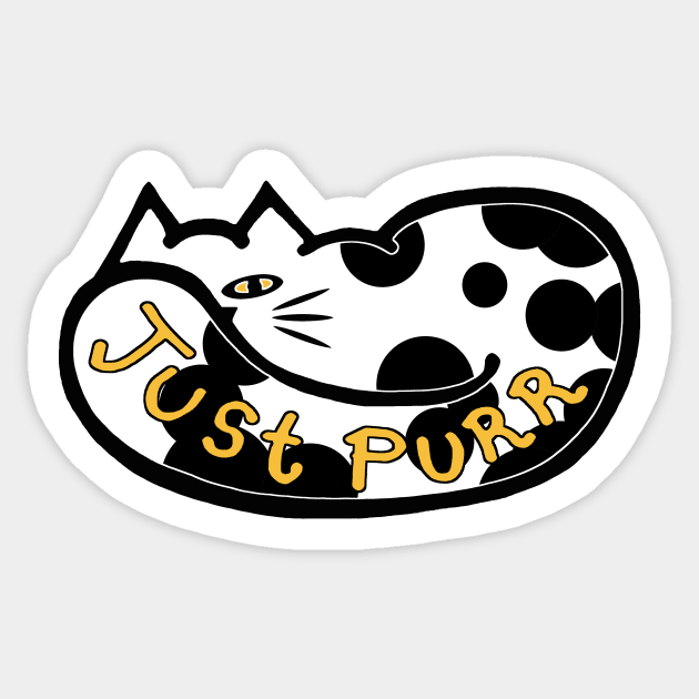 JUST PURR, Black & White Cat Sticker by RawSunArt